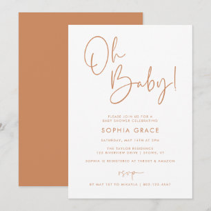 Oranje modern boho genderneutraal Baby shower Kaart