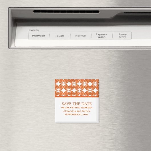 Oranje Modern Deco sparen de Magnet van de Datum (Insitu (Vaatwasser))