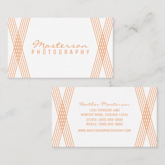 Oranje modern deco-Visitekaartje Visitekaartje (Voorkant / Achterkant)