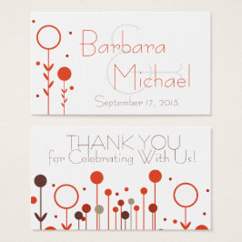 Oranje modern Floral Dot Simple Wedding for Label Visitekaartje