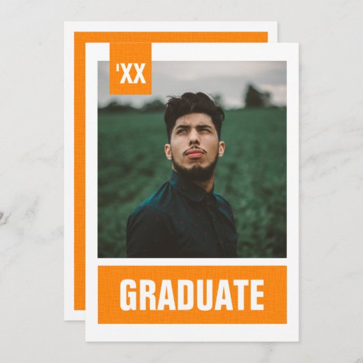 Oranje modern gestructureerd Afstuderen voor foto' Kaart (Voorkant / Achterkant)