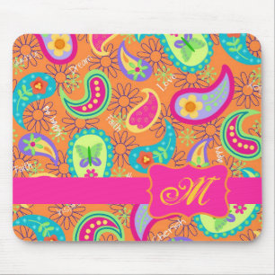 Oranje modern paisley Whimsy Pattern Muismat