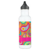 Oranje modern paisley Whimsy Pattern Waterfles (Rechts)