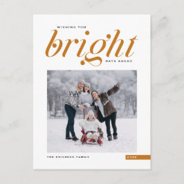 Oranje modern script, Bright dagen vóór foto Feestdagenkaart