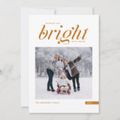 Oranje modern script, Bright dagen vóór foto Feestdagenkaart (Voorkant)