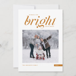 Oranje modern script, Bright dagen vóór foto Feestdagenkaart