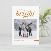 Oranje modern script, Bright dagen vóór foto Feestdagenkaart (Staand voorkant)