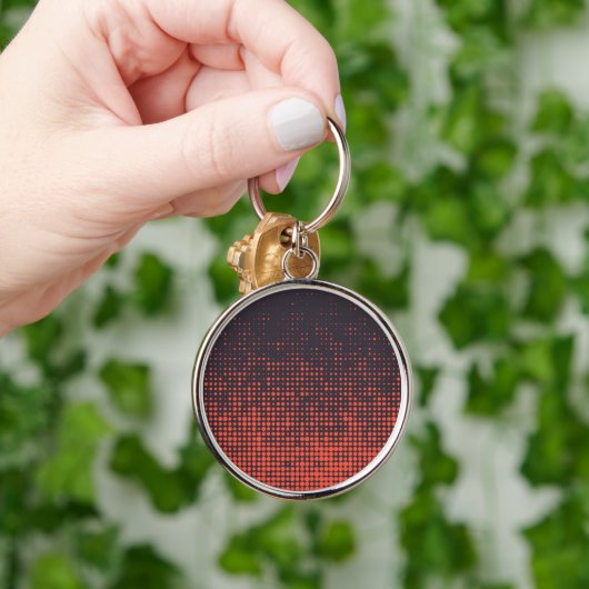 Oranje, modern, stedelijk halftone stippen ontwerp sleutelhanger (Hand)