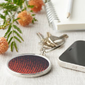 Oranje, modern, stedelijk halftone stippen ontwerp sleutelhanger (Zijkant)