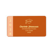 Oranje Moderne Afstudeer Verzendadres Etiket (Voorkant)