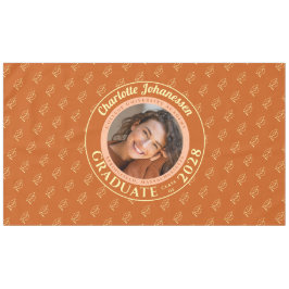 Oranje moderne afstudeerfoto-muts-patroon tafelkleed