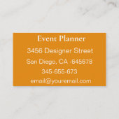 Oranje moderne Art deco zon Event Planner Visitekaartje (Achterkant)