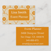Oranje moderne Art deco zon Event Planner Visitekaartje (Voorkant / Achterkant)