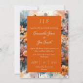 oranje Moderne bloemenbruiloft uitnodiging (Voorkant)