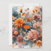 oranje Moderne bloemenbruiloft uitnodiging (Achterkant)