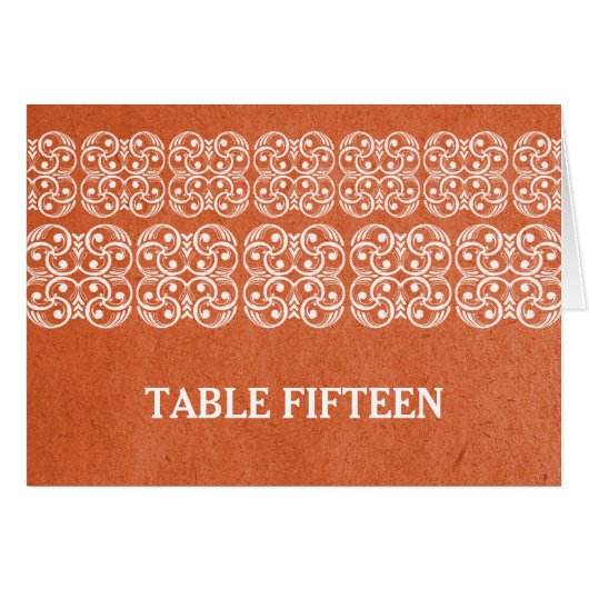 Oranje Moderne Bohemen Table Number Kaart (Voorkant Horizontaal)