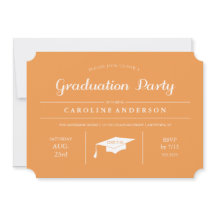 Oranje moderne chique Afstuderen uitnodiging