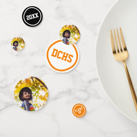 Oranje Moderne Circles Foto Afstuderen Confetti (Groep)