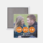 Oranje Moderne Circles Foto opslaan Datum Magnet (Voorkant / Achterkant)