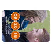 Oranje Moderne Circles Foto opslaan Datum Magnet Magneet (Horizontaal)