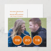 Oranje moderne cirkels Foto opslaan Briefkaart Dat (Voorkant / Achterkant)