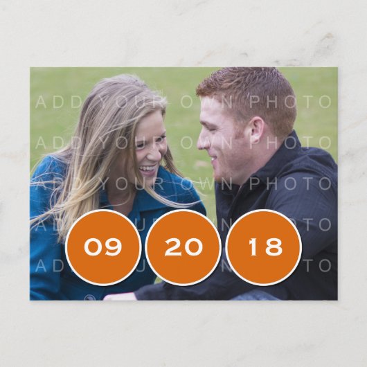 Oranje moderne cirkels Foto opslaan Briefkaart Dat (Voorkant)