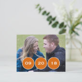 Oranje moderne cirkels Foto opslaan Briefkaart Dat (Staand voorkant)