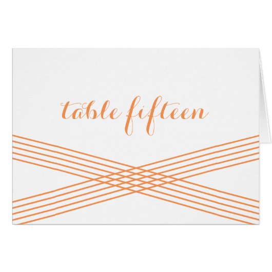 Oranje Moderne Deco Table Number Kaart (Voorkant Horizontaal)