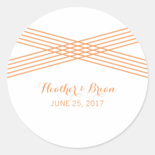 Oranje moderne deco-weddenschappen ronde sticker