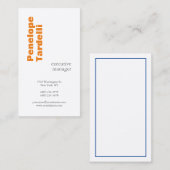 Oranje, moderne, eenvoudige bovenzijde visitekaartje (Voorkant / Achterkant)