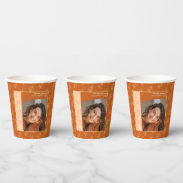 Oranje Moderne Foto Afstudeerfeest Papieren Bekers