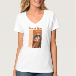 Oranje Moderne Foto Trotse Moeder Afstuderen T-shirt
