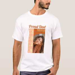 Oranje moderne foto trotse vader afstudeer T-shirt