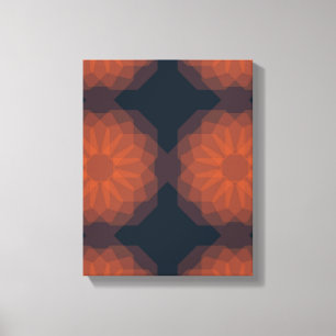 Oranje, moderne geometrische bloemabstractie canvas afdruk