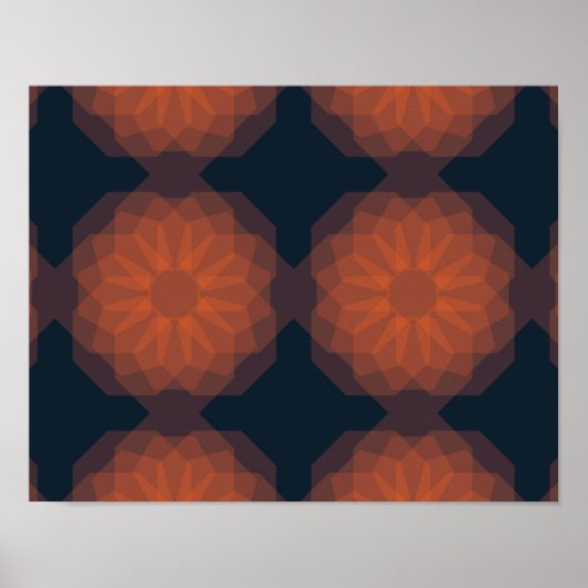 Oranje, moderne geometrische bloemabstractie poster (Voorkant)