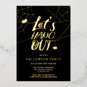 Oranje moderne Halloween spin hanteert script Folie Feestdagenkaart (Voorkant)