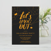 Oranje moderne Halloween spin hanteert script Kaart (Staand voorkant)