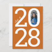 Oranje Moderne Klasse Jaar van en Foto Afstuderen Aankondiging (Voorkant)