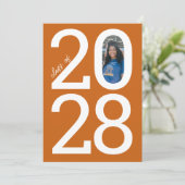 Oranje Moderne Klasse Jaar van en Foto Afstuderen Aankondiging (Staand voorkant)