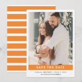 Oranje | Moderne liefdeskleur foto Opslaan datum Save The Date (Voorkant / Achterkant)