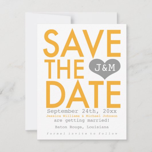 Oranje Moderne Save the Date (Voorkant)