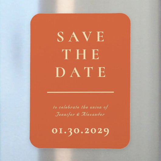 Oranje moderne save the date magneet