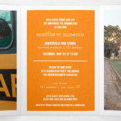 Oranje Moderne Textuur Foto Afstuderen Drieluik Uitnodiging (Binnenkant midden)