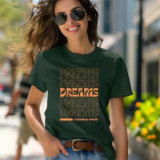 Oranje Moderne Typografie Dream T-shirt