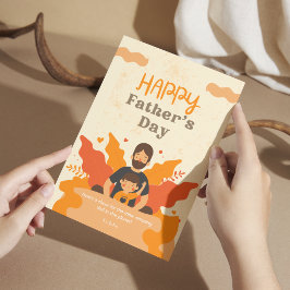 Oranje moderne vader en zoon | Happy Vaderdag Briefkaart