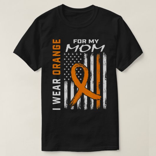 Oranje moeder leukemie Bewustmakingsvlag Zoon Daug T-shirt (Design voorkant)