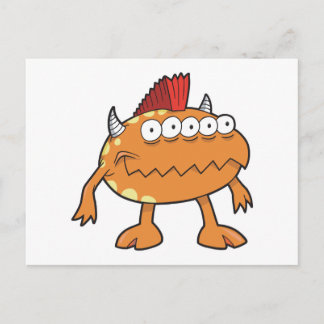 oranje mohawk monster vele ogen briefkaart