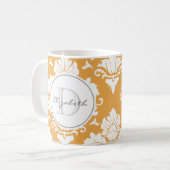 Oranje Mok Damask Monogrammed (Voorkant links)