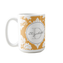 Oranje Mok Damask Monogrammed
