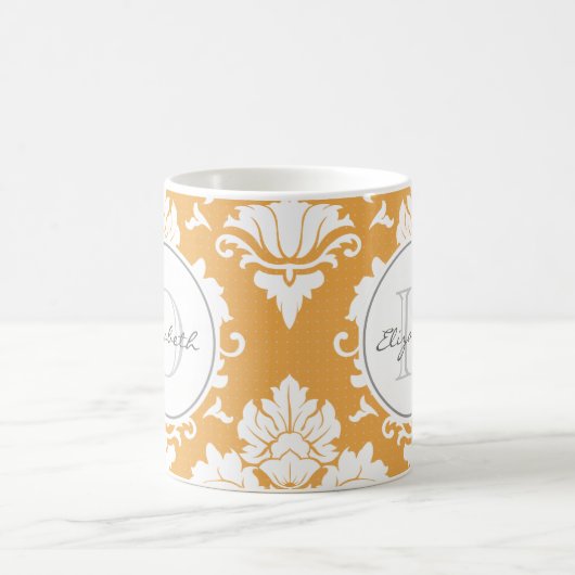 Oranje Mok Damask Monogrammed (Center)